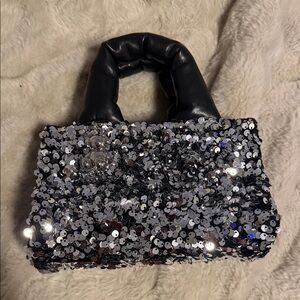 Tous Black and Silver Sequin Clutch